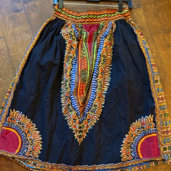 Anatomie Black and Red A-Line Skirt with Ethnic Patterns - Picture 1 of 4